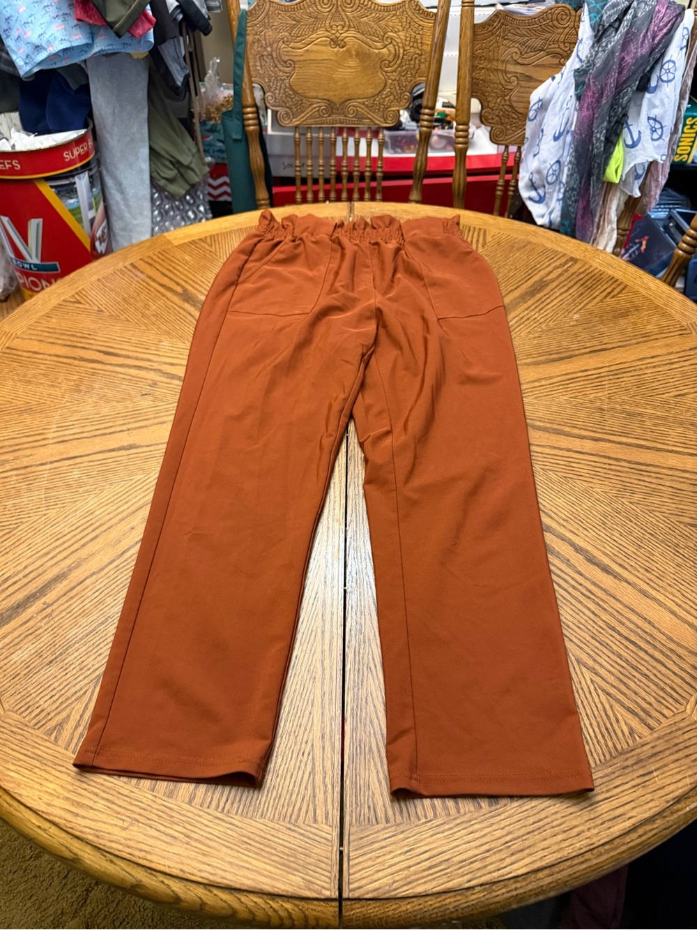 Grace Karin Women's Elastic-Waist Chinos in Rust Orange